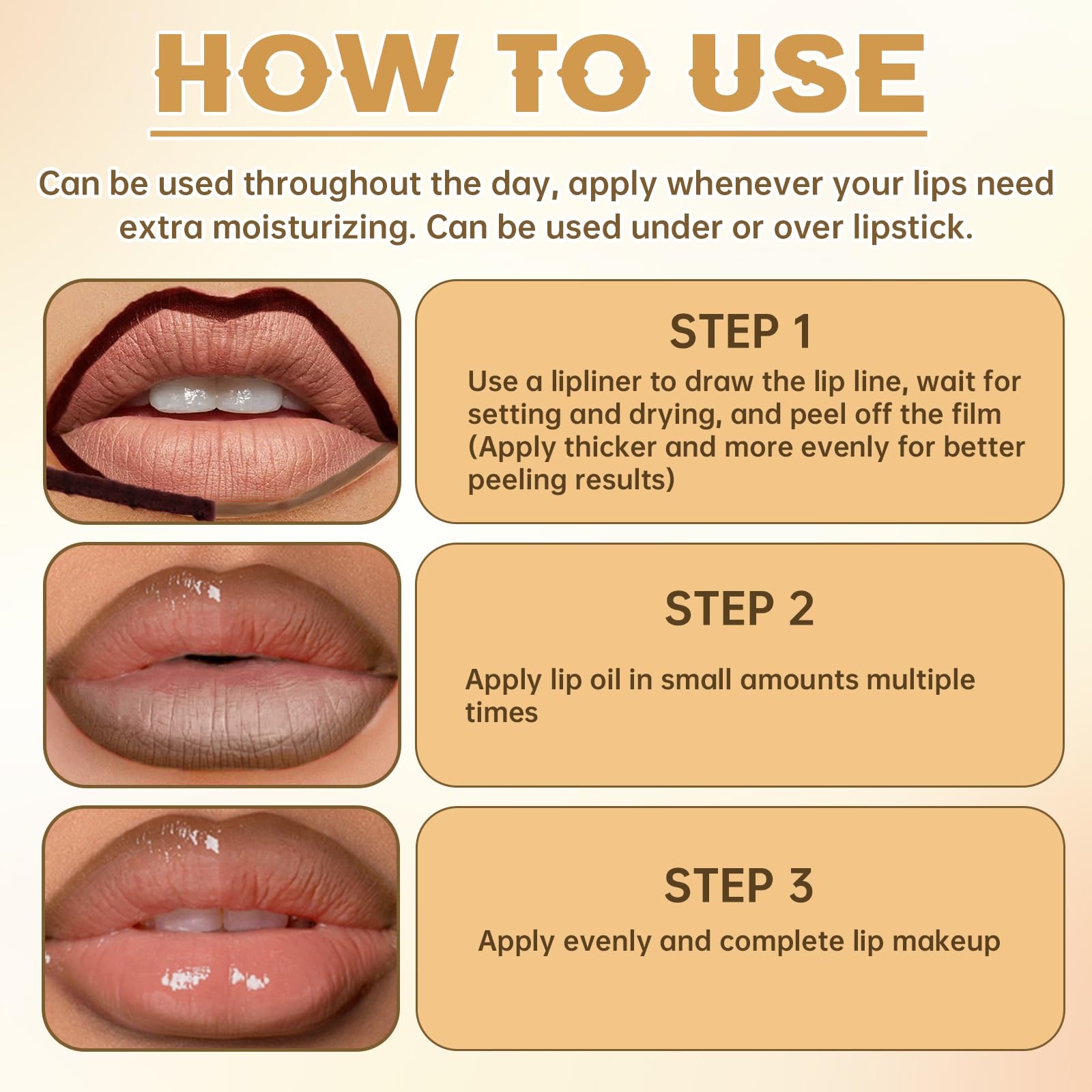 Hosaily nourishing lip gloss application shot emphasizing moisture and shine