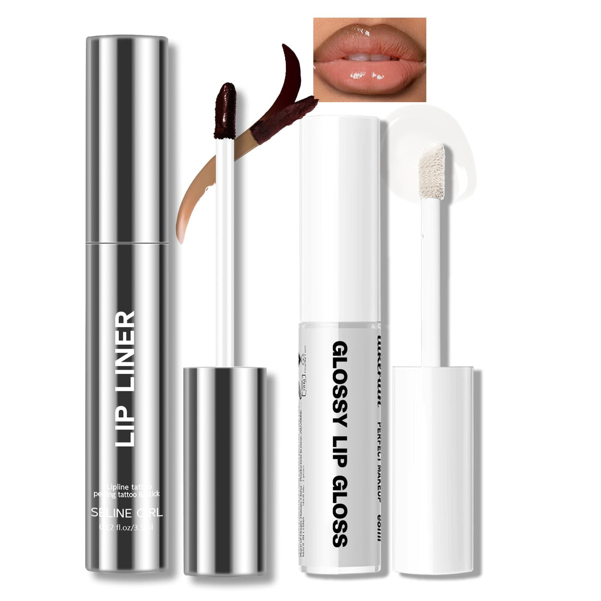 Hosaily peel-off lip liner brown with clear gloss for defined lips