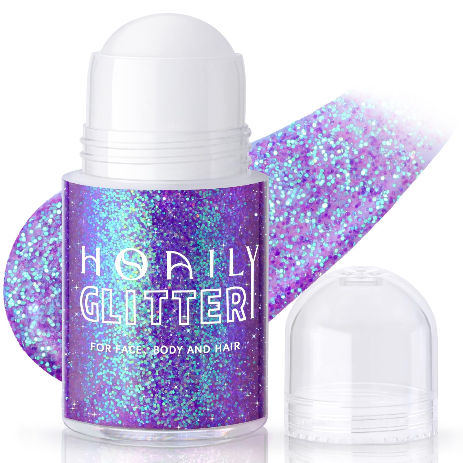 HOSAILY roll-on brillo holográfico púrpura para rostro y cuerpo
