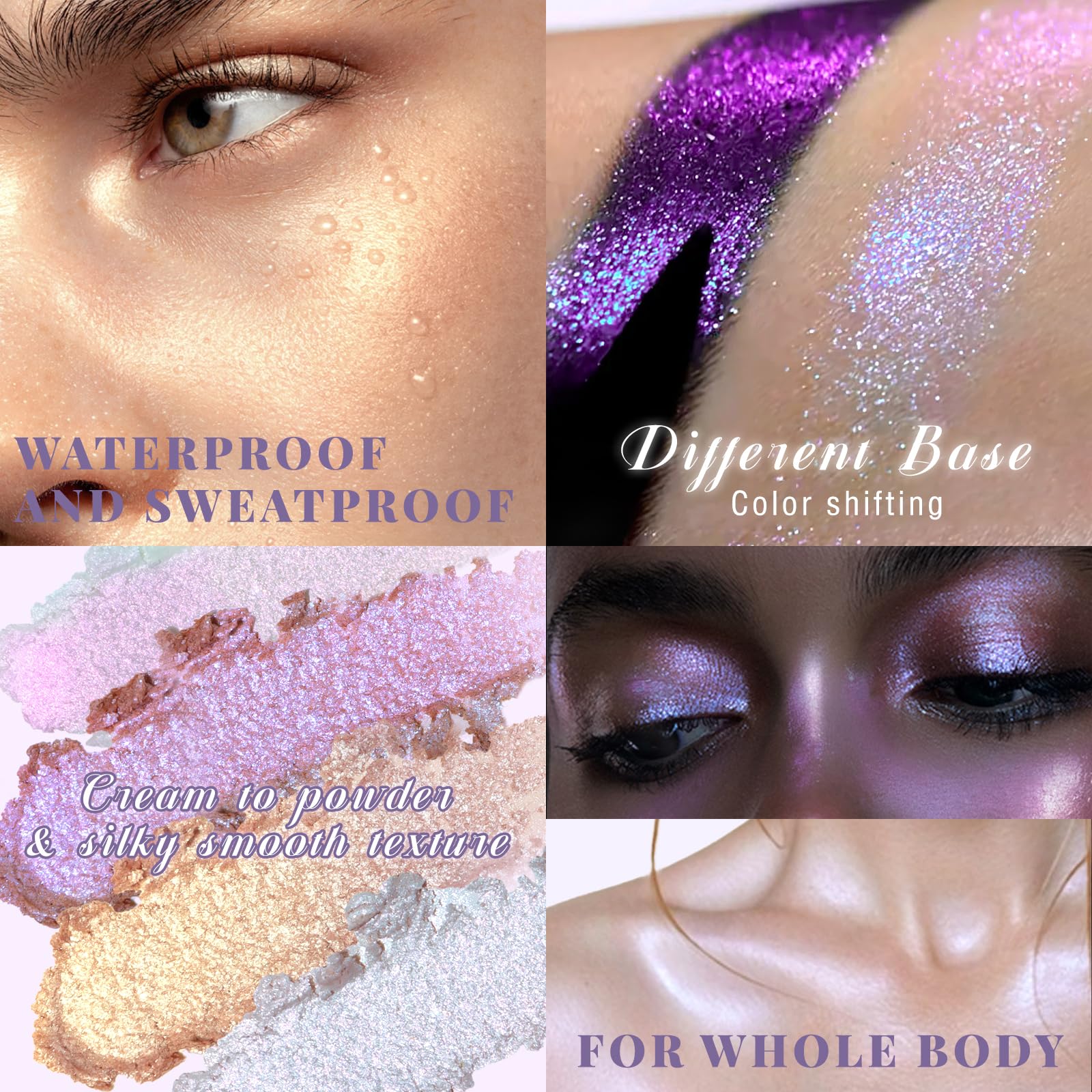 Sombra resistente al sudor y al agua; ideal para looks duraderos.
