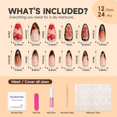 Uñas HOSAILY pegables frances ombré con flor, look sofisticado y suave