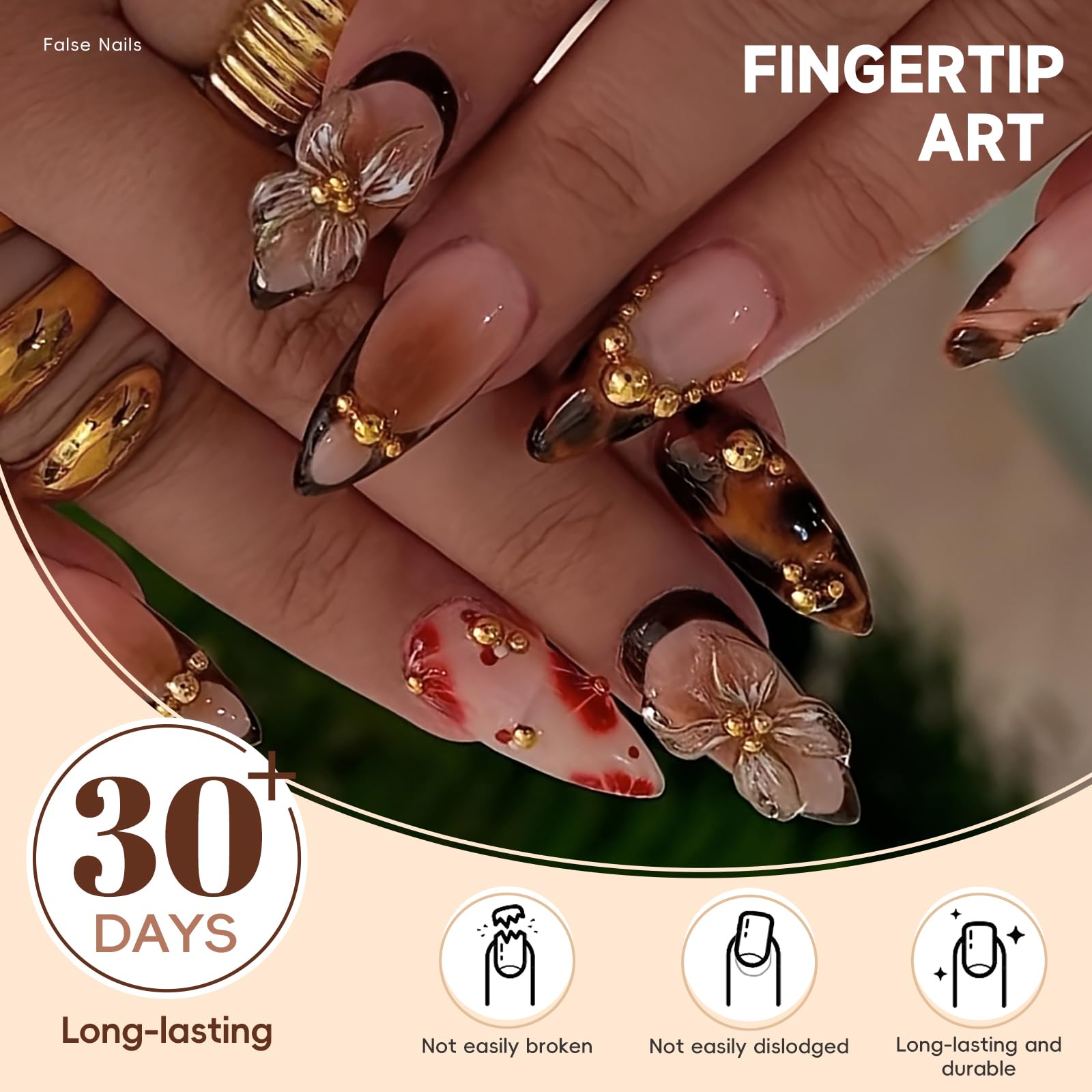 Uñas HOSAILY pegables kit 24 piezas, tallas diferentes para ajuste cómodo