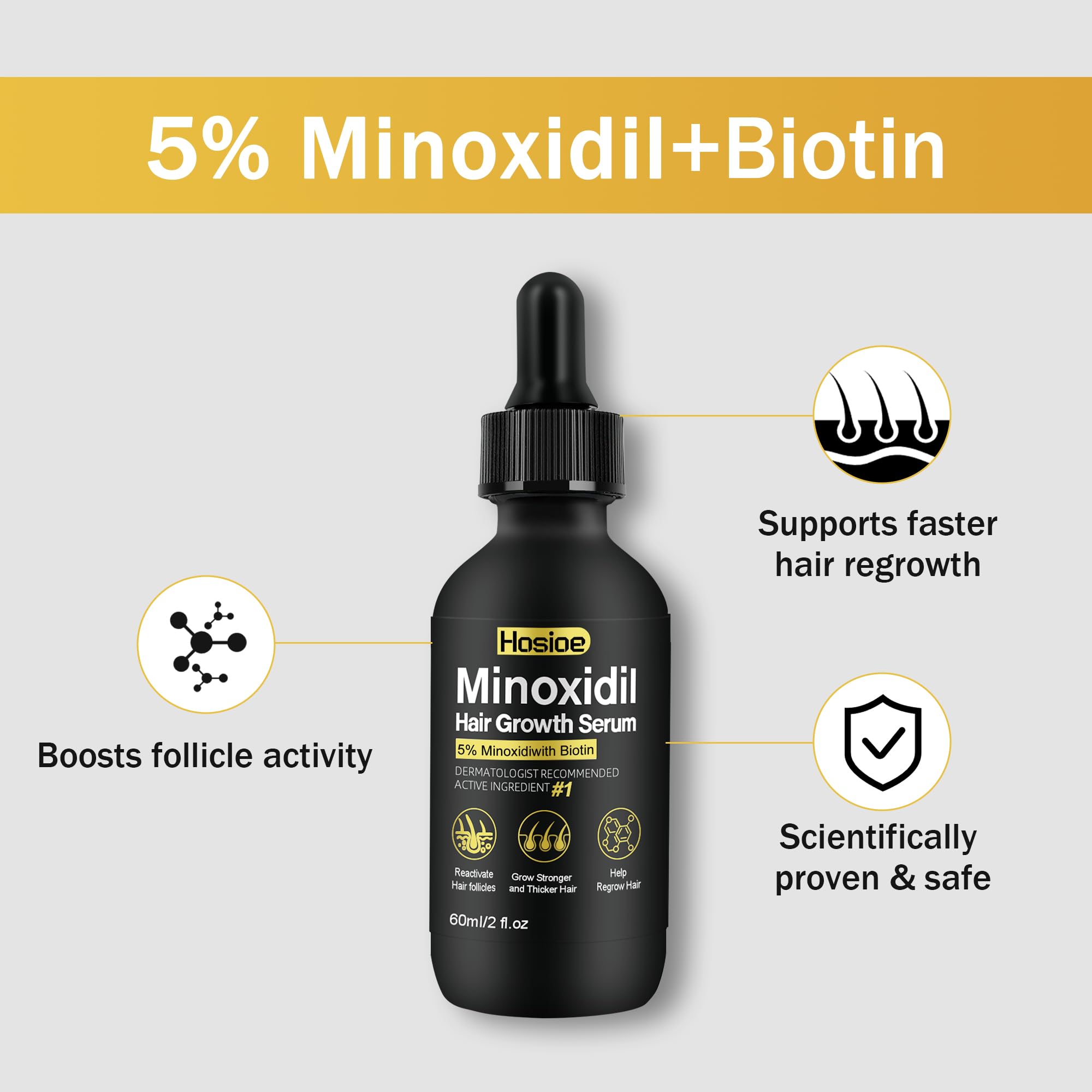 Hosioe Minoxidil con fórmula suave sin parabenos y sulfatos.