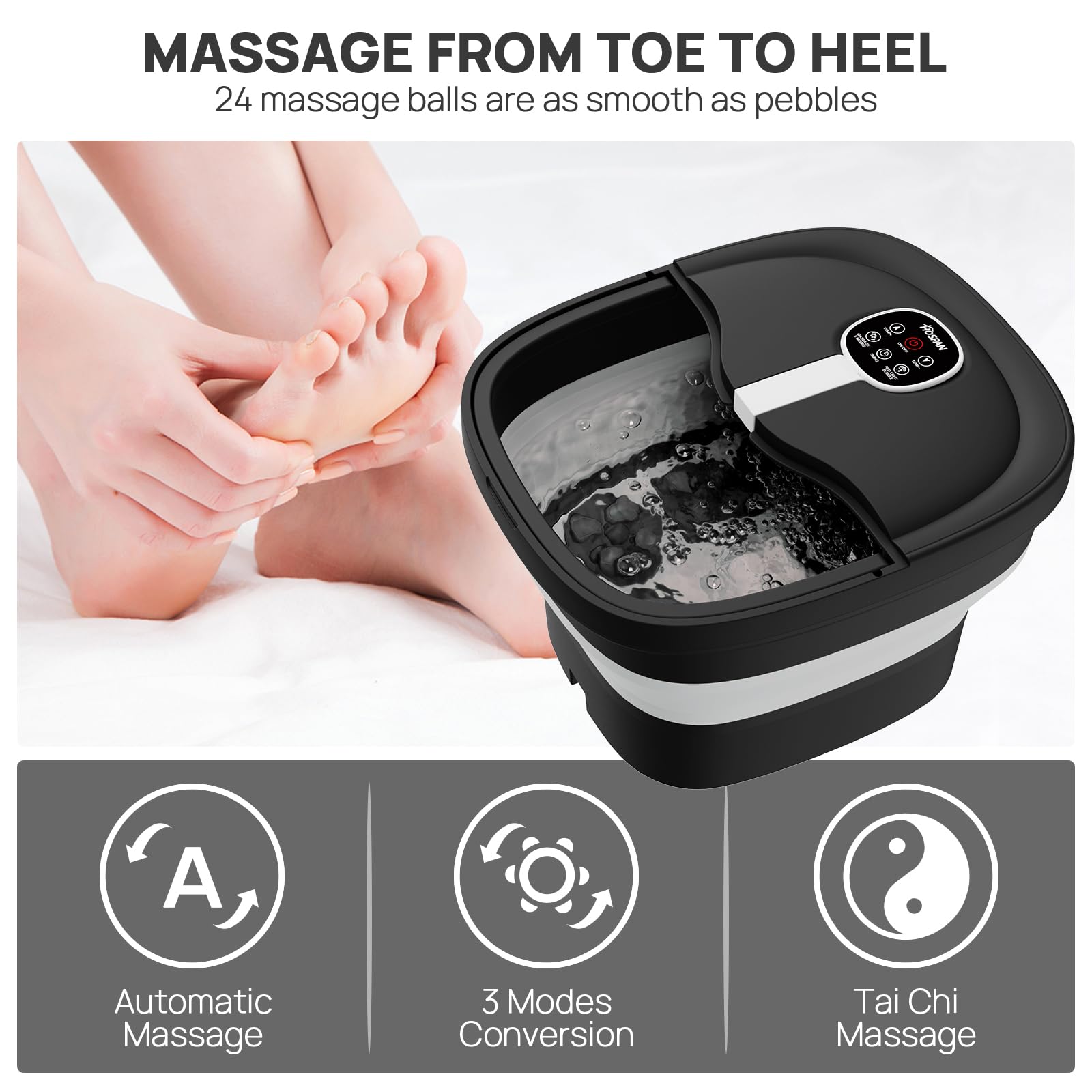 HOSPAN spa para pies con control remoto magnético para mayor comodidad.