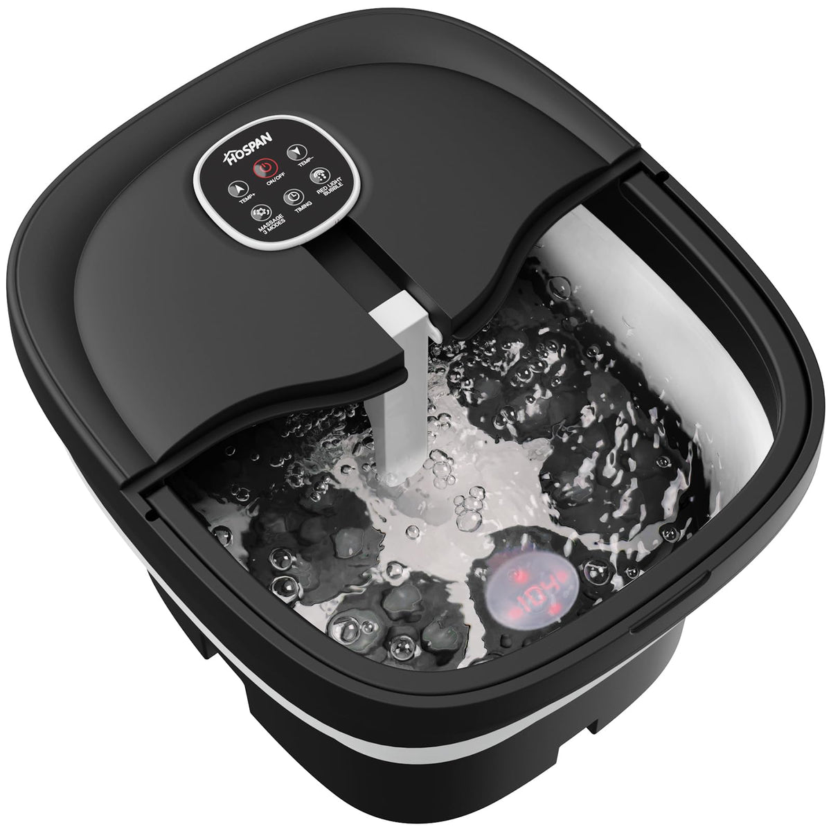 HOSPAN spa para pies plegable con masaje rotatorio y 24 bolas shiatsu para mayor confort.