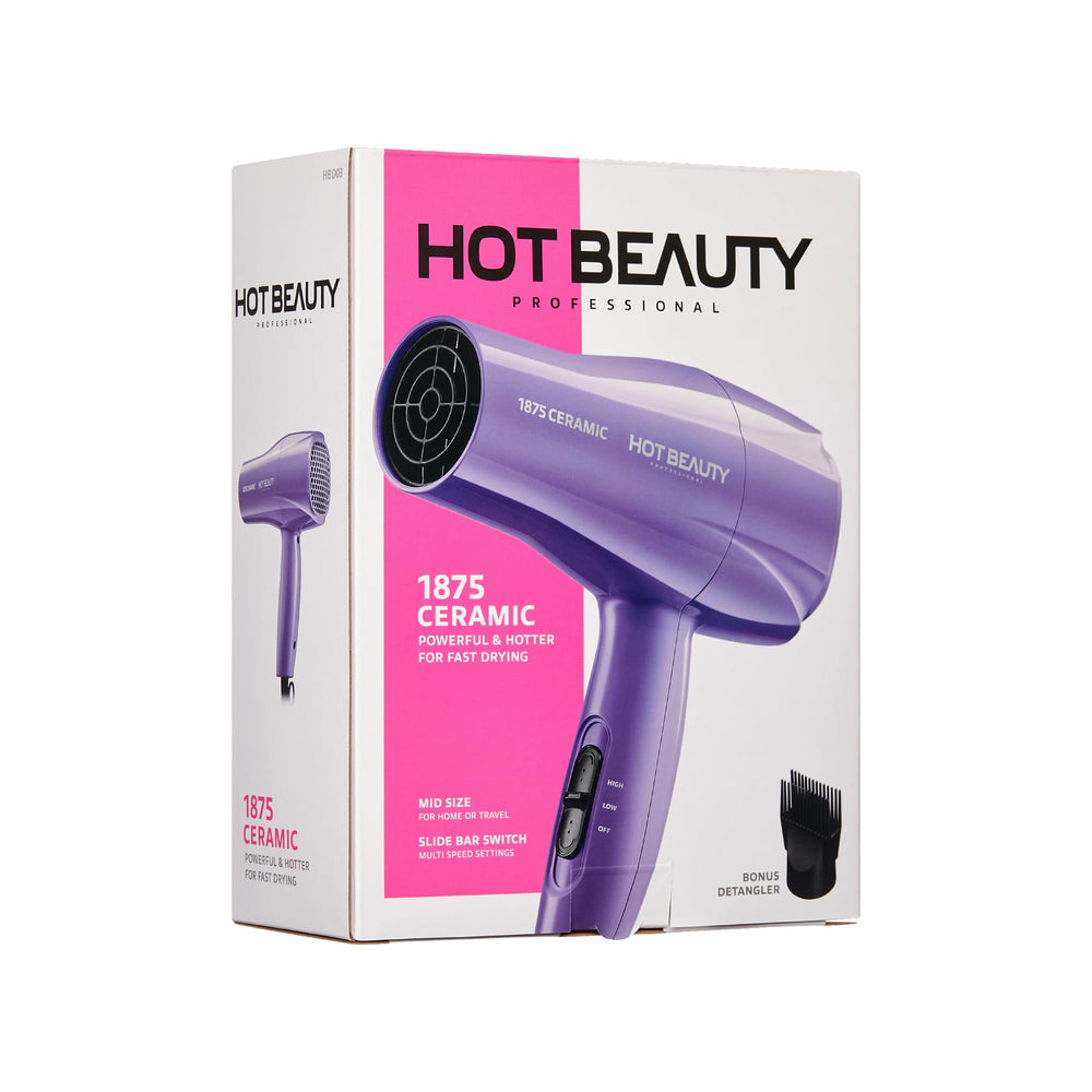Hot Beauty 1875 secador morado, estilo audaz para tu rutina.