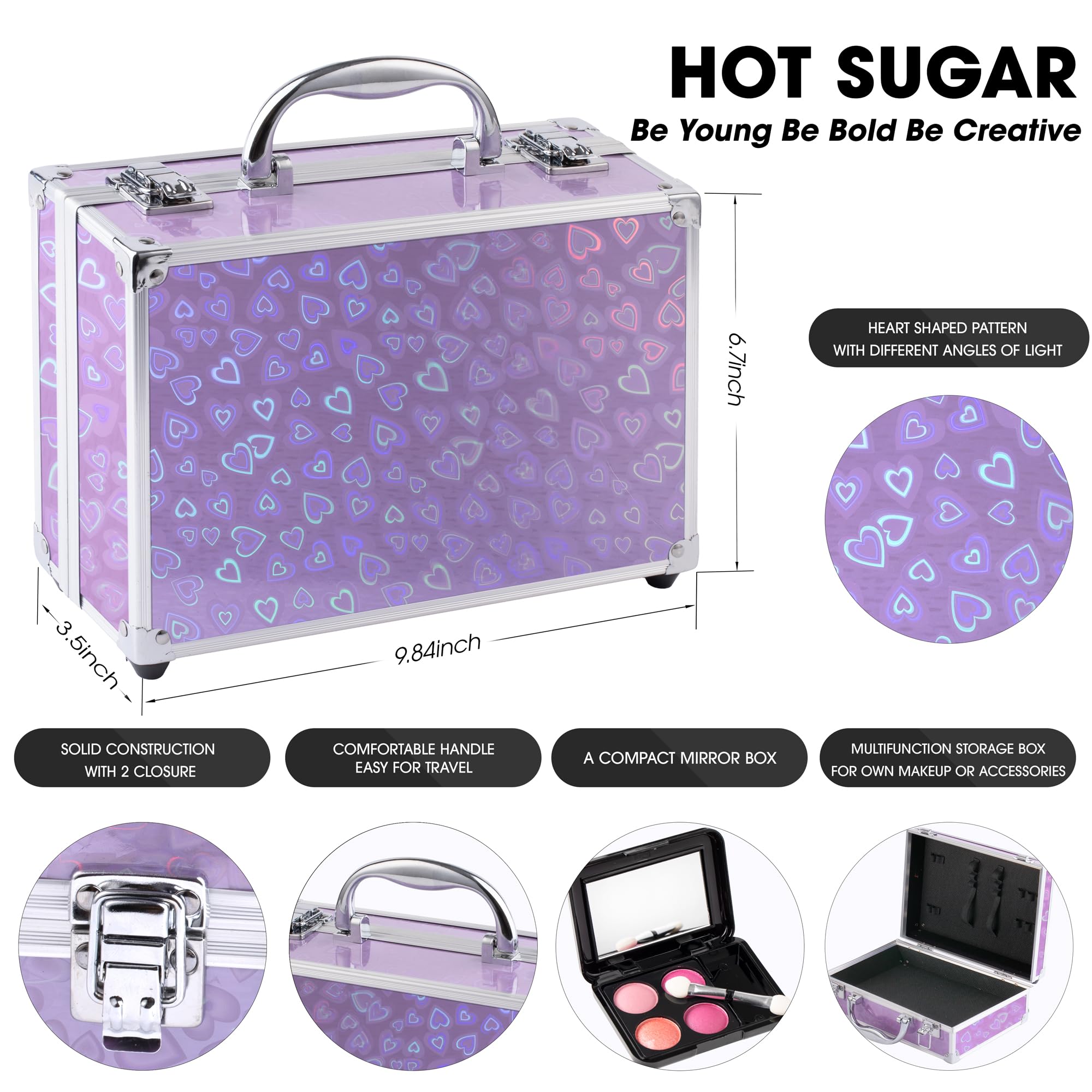Hot Sugar organizador de aluminio para maquillaje, resistente y portátil.