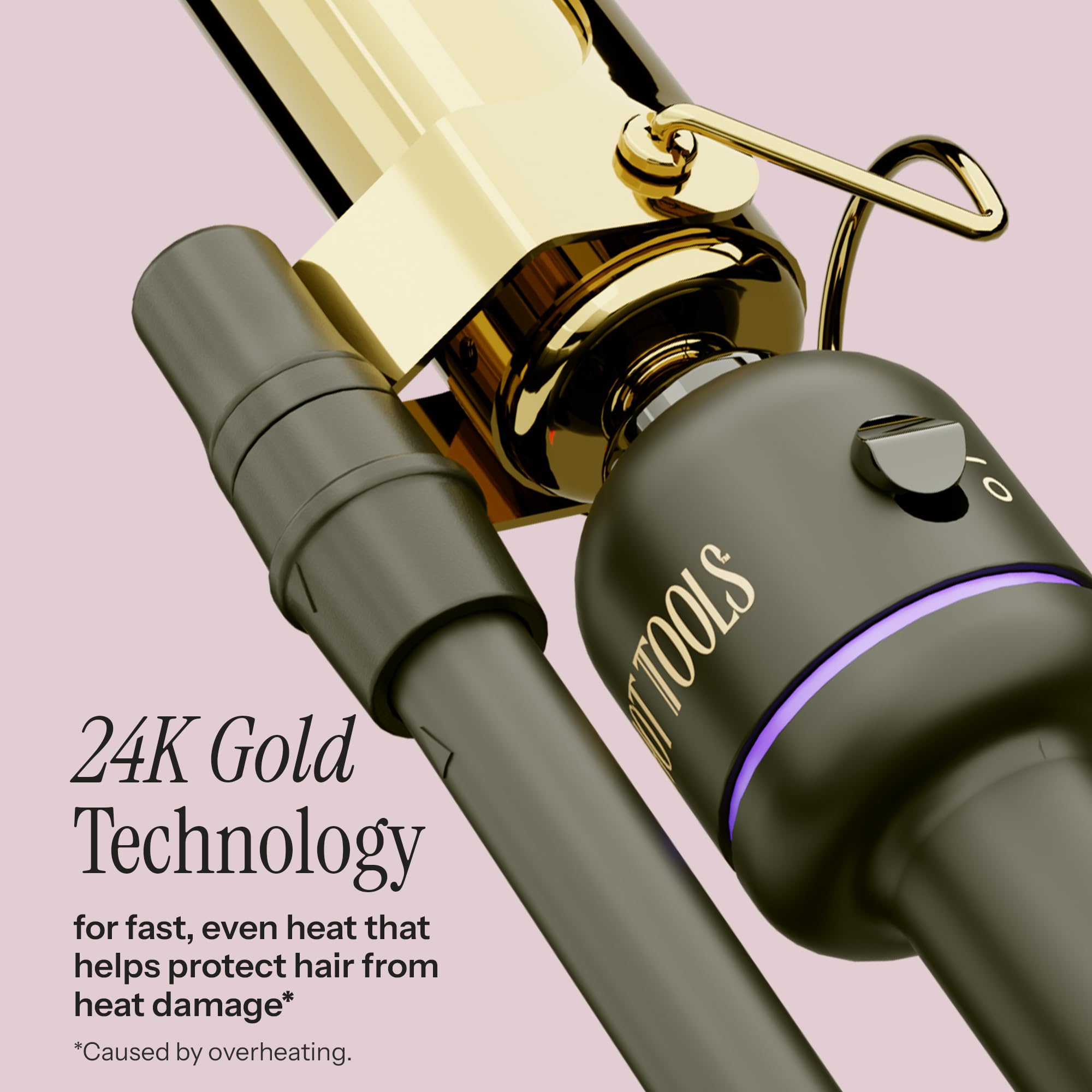 Hot Tools Pro Artist 24K Gold Marcel Iron mostrando tecnología de pulso y calor estable
