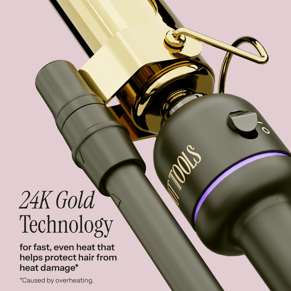 Hot Tools Pro Artist 24K Gold Marcel Iron mostrando tecnología de pulso y calor estable