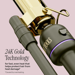 Hot Tools Pro Artist 24K Gold Marcel Iron mostrando tecnología de pulso y calor estable