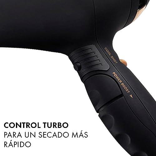 Hot Tools Pro Artist Black Gold 2100 Turbo con peso ligero para secado rápido