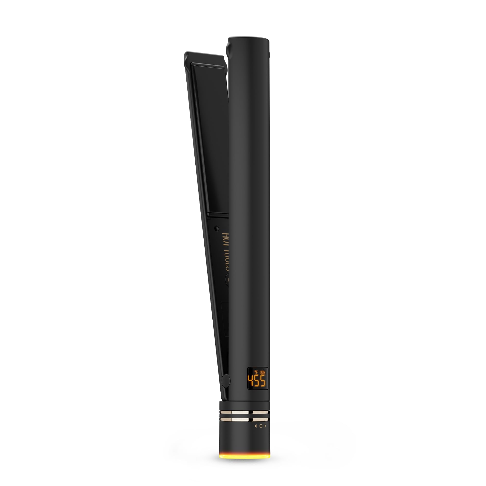 HOT TOOLS Pro Artist Black Gold Flat Iron surface glide for ultra-smooth straight styles.