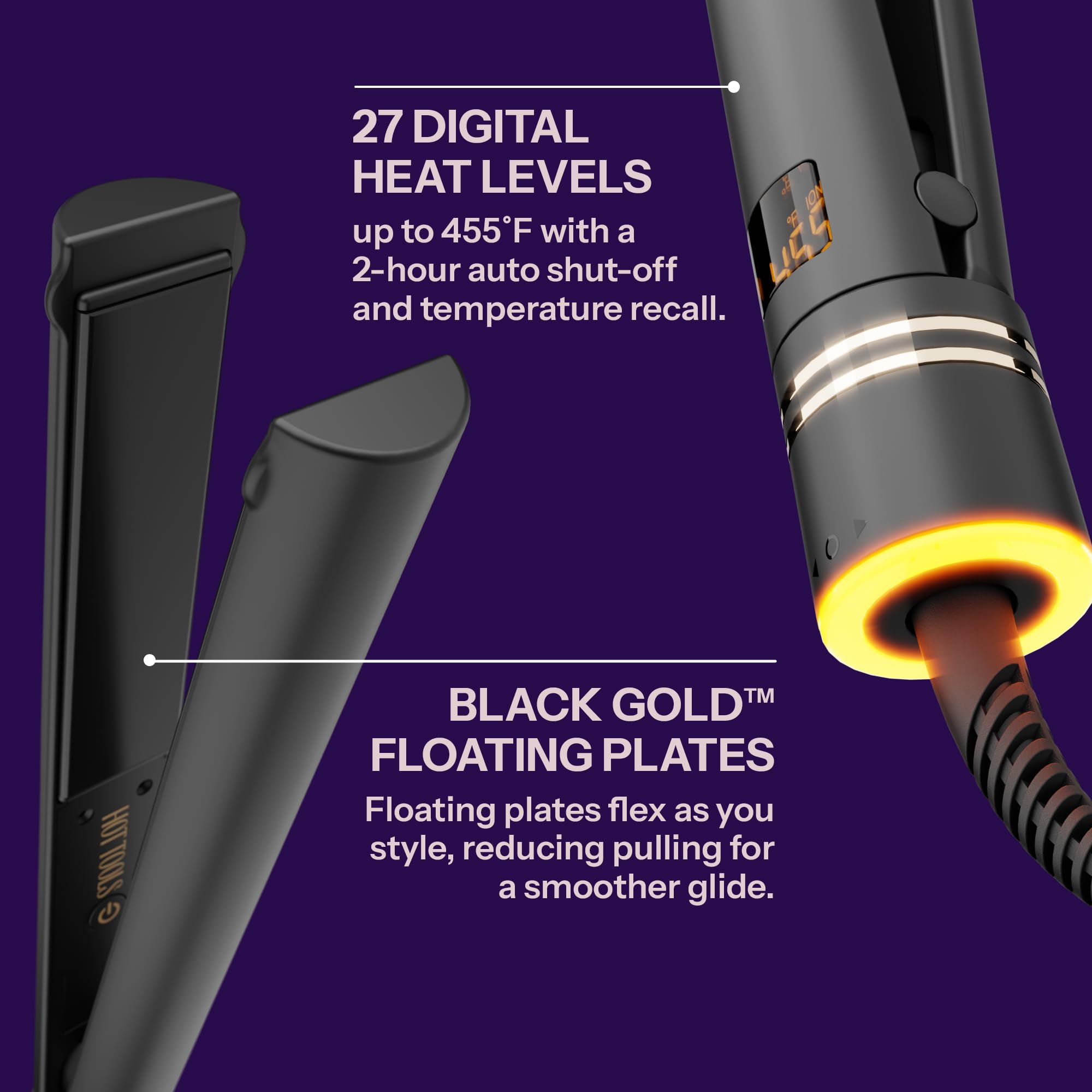 Hot Tools Pro Artist Black Gold Ionic visualización digital de temperatura para control preciso.