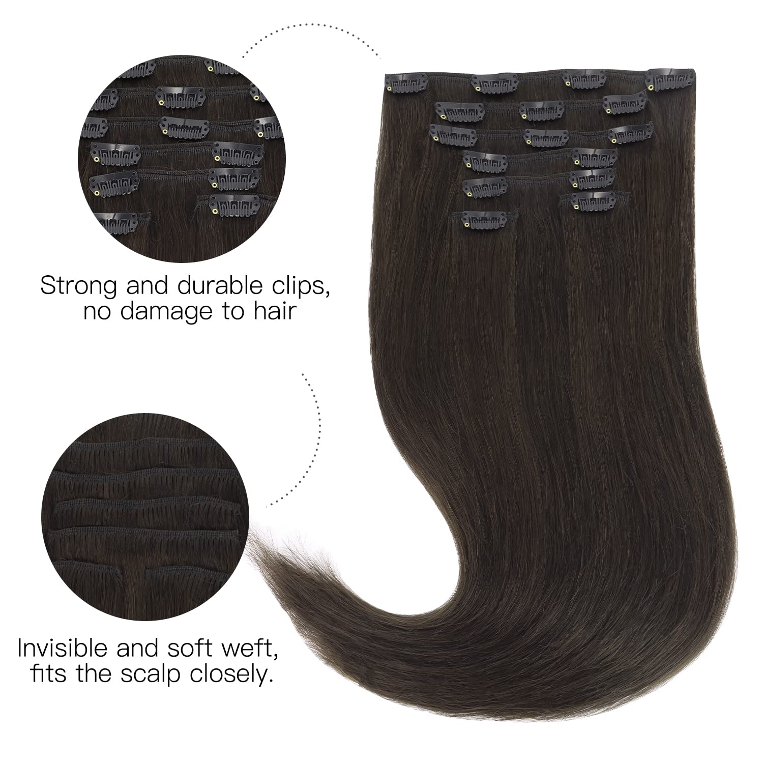 HOTBANANA Extensiones Remy clip en 16 pulgadas para longitud suave.