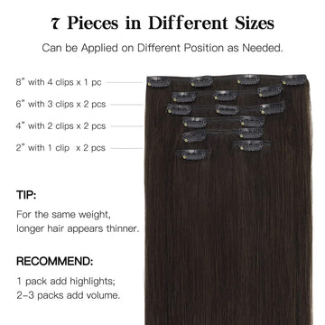 HOTBANANA Extensiones Remy clip en 18 pulgadas con brillo natural.