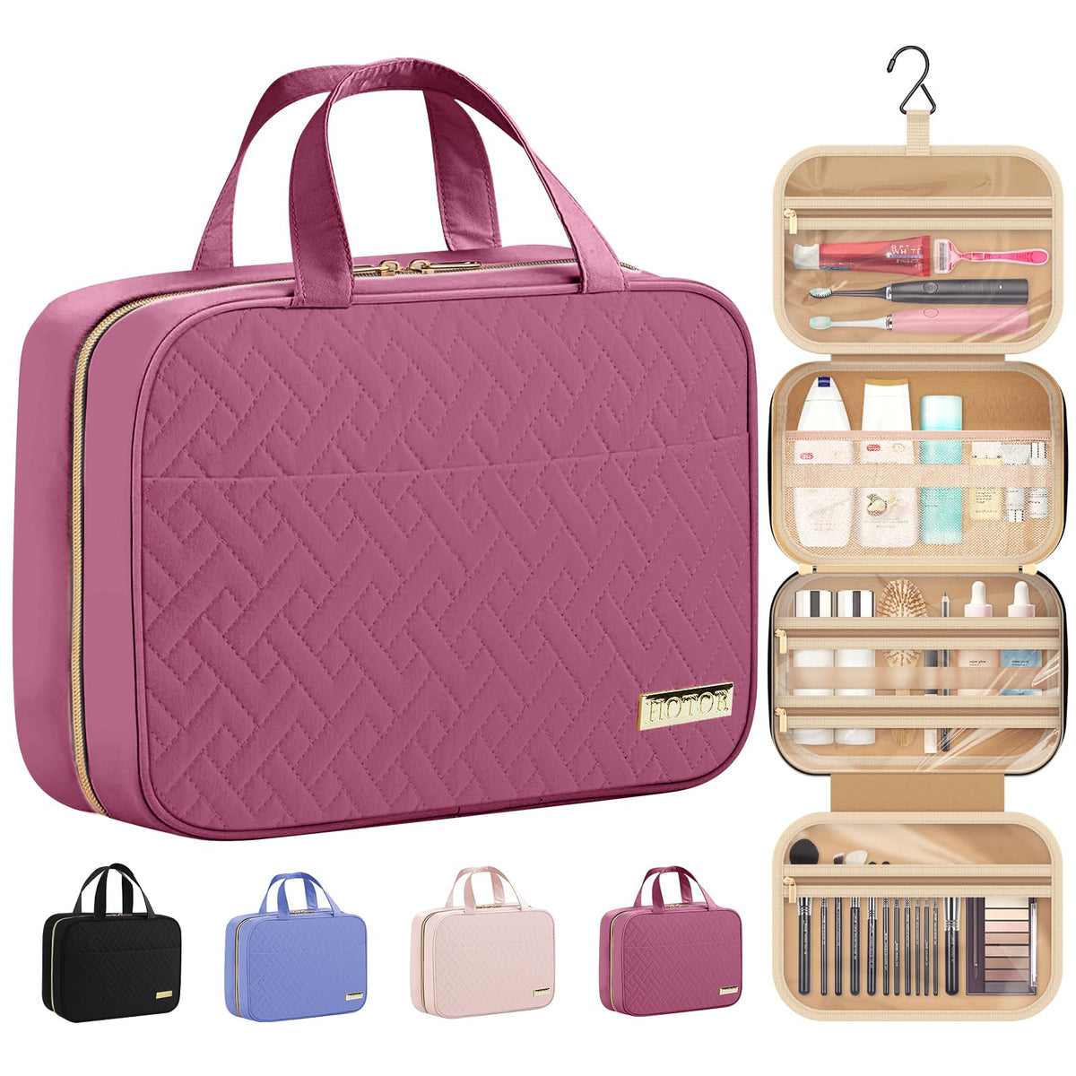 HOTOR bolsa de aseo colgante, gran compartimento, ideal para viajes cortos.