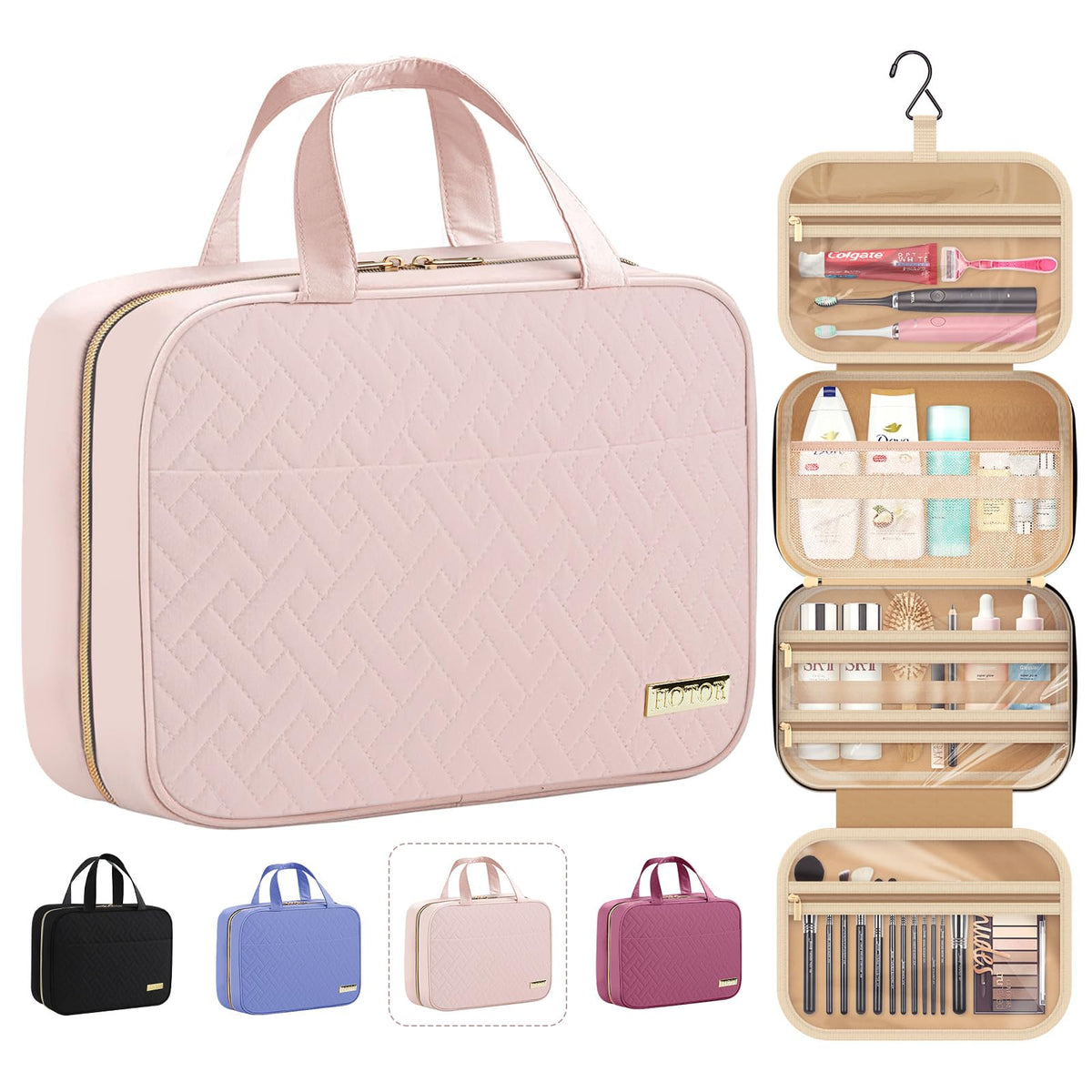 HOTOR bolsa de viaje colgante rosado pálido para organización fácil de artículos