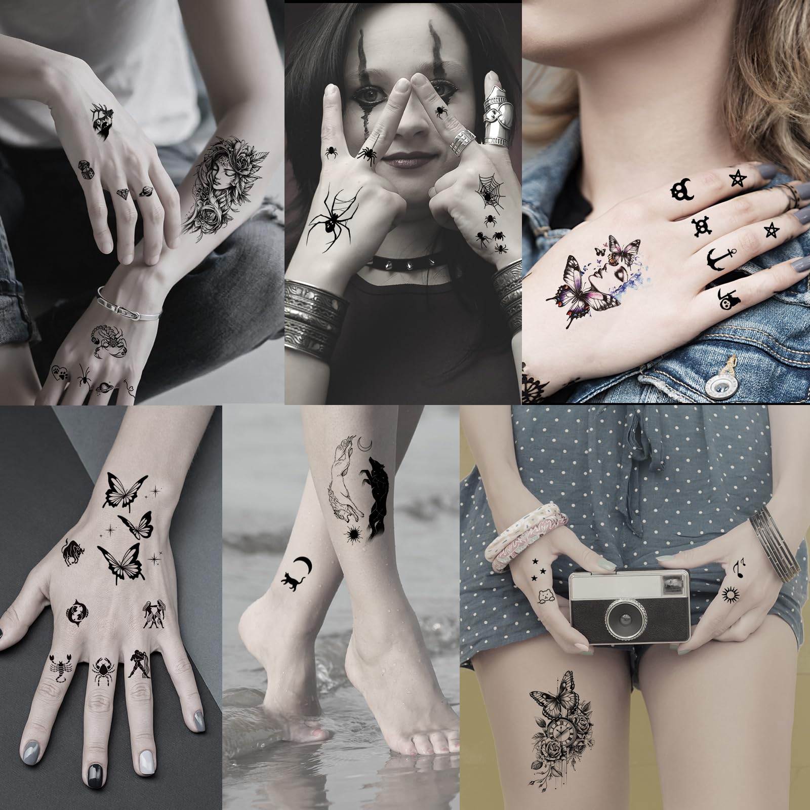 Hotoyannia tatuaje temporal calavera negra, look sombrío sin compromiso