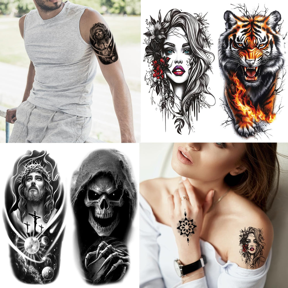 Hotoyannia tatuaje temporal león negro, perfecto para disfraces y looks impactantes