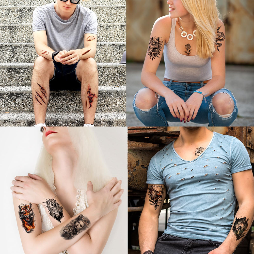 Hotoyannia tatuaje temporal tigre negro, añade valentía a tu disfraz