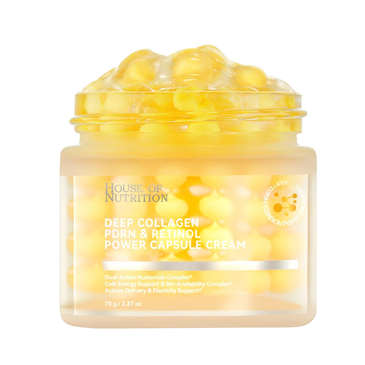 House of Nutrition Deep Collagen Capsule Cream, botella para hidratación suave y firmeza.