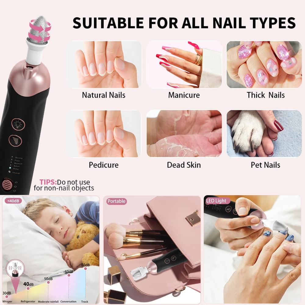 Kit completo Hoxida con 9 puntas y 100 bandas para manicura y pedicura.
