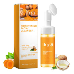 HOYGI Curcuma limpiador de rostro con brocha para uso diario suave.