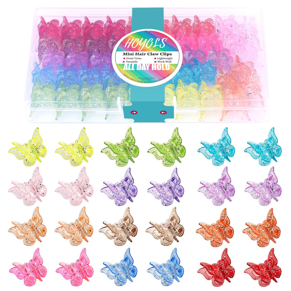 Hoyols clip mariposa brillantes frente, brillo suave para peinados diarios.