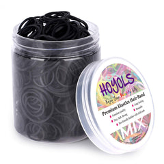 HOYOLS gomas pelo negro variadas tallas: elásticas sin látex para peinar sin dañar el cabello