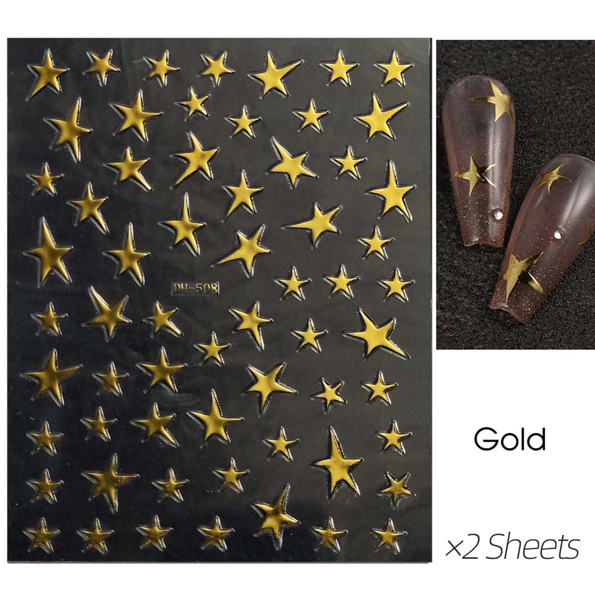 HPYFOI estrellas irregulares oro plateado: brillo llamativo para uñas.