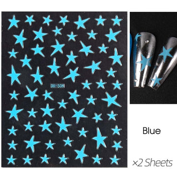 HPYFOI estrellas pegatinas medianas para uñas: estilo festivo y pulido.