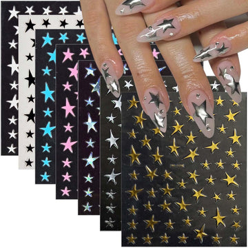 HPYFOI estrellas para uñas 14 hojas: acabado versátil para cualquier color.