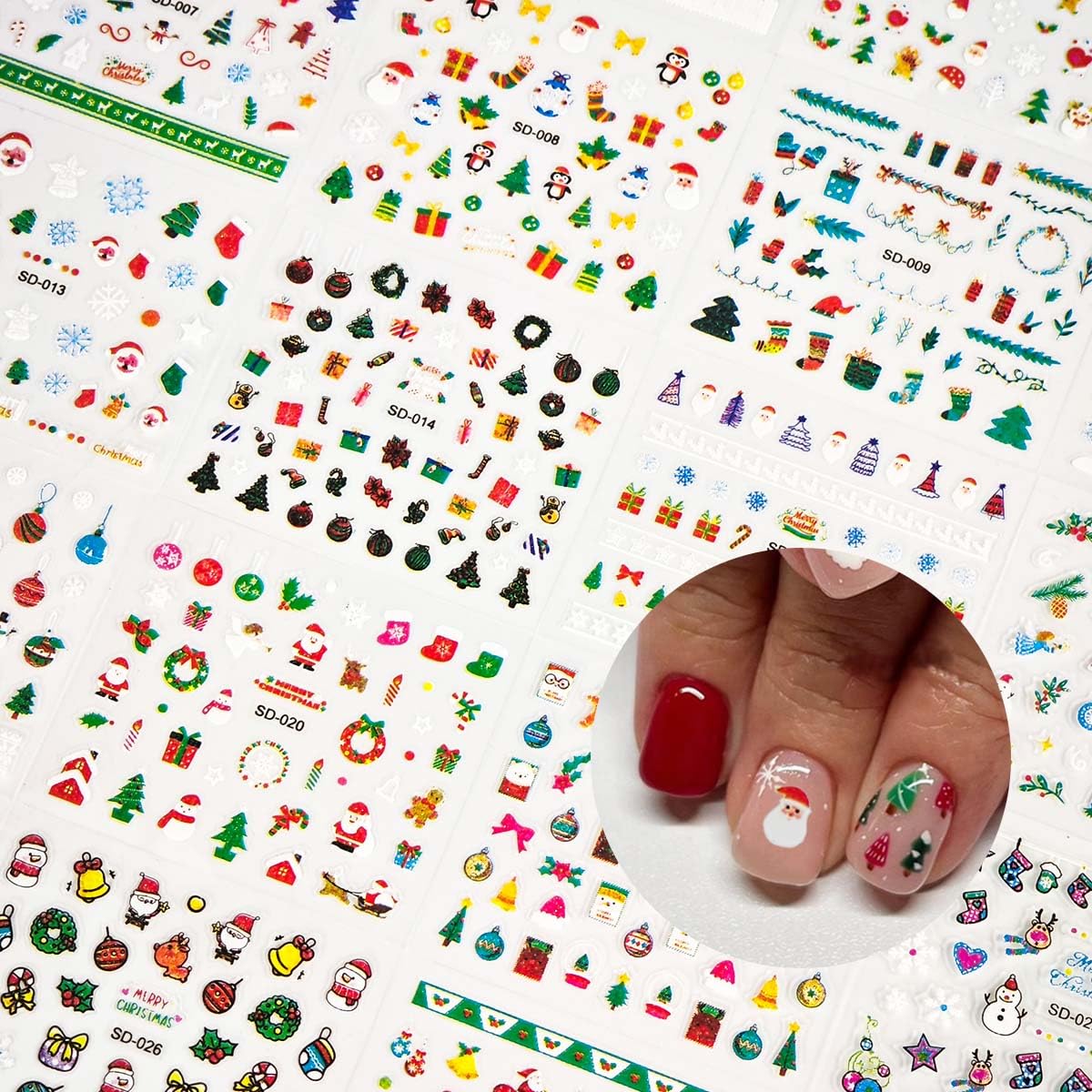 HPYFOI medias navideñas adhesivas para uñas, idea perfecta para looks festivos