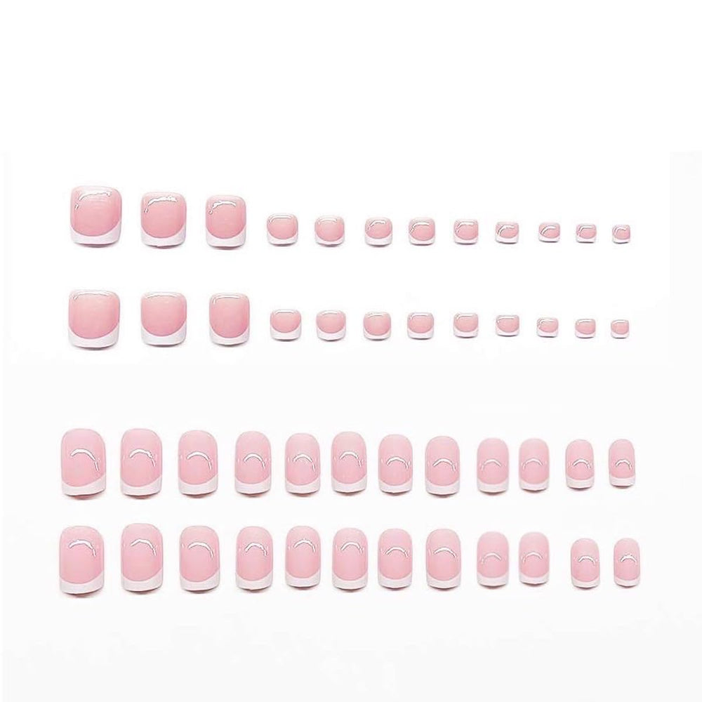 HPYFOI Uñas frances corta de pies, acabado cómodo y duradero.