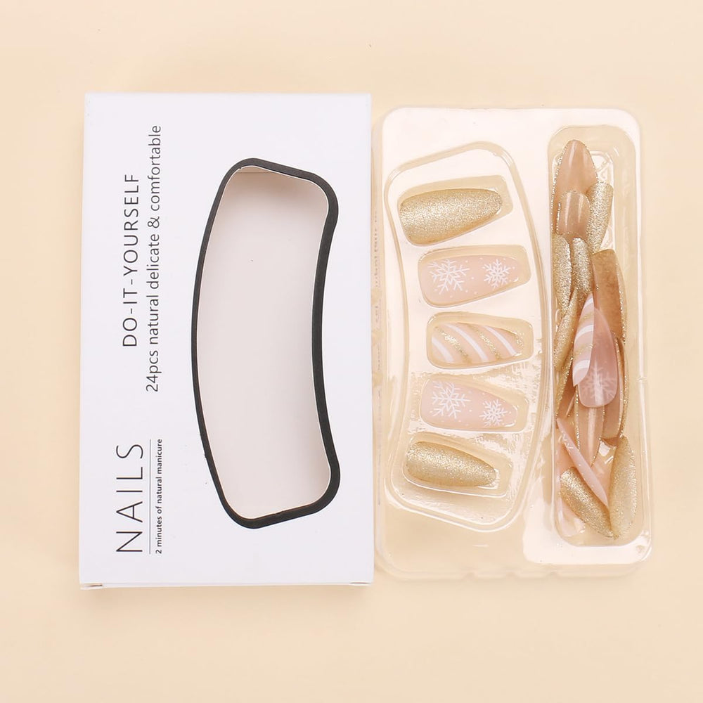 HPYFOI uñas postizas set de 24 piezas para aplicación fácil.