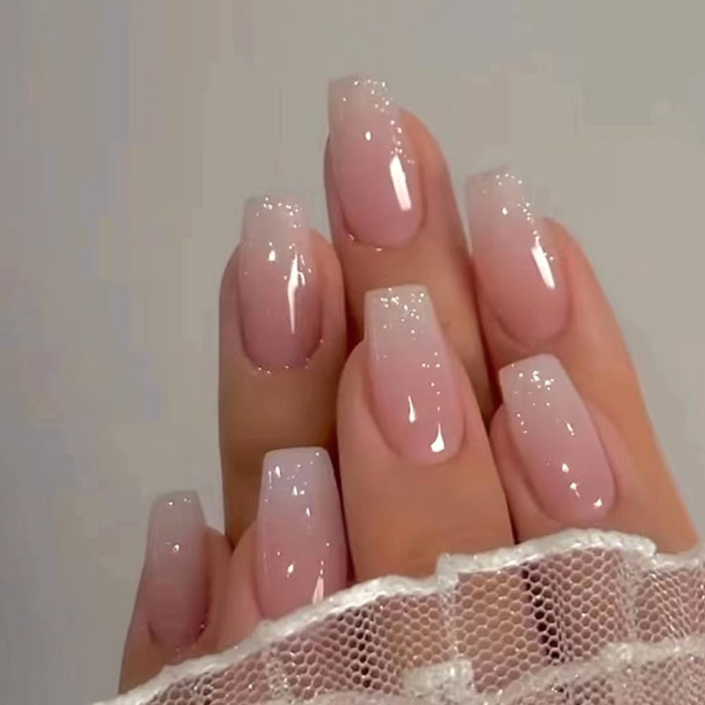 Hrnsnails uñas en forma ataúd ombré glitter para look inmediato