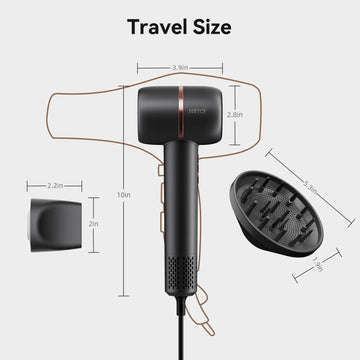 HRYCF secador ligero y silencioso, ideal para uso en casa o viaje