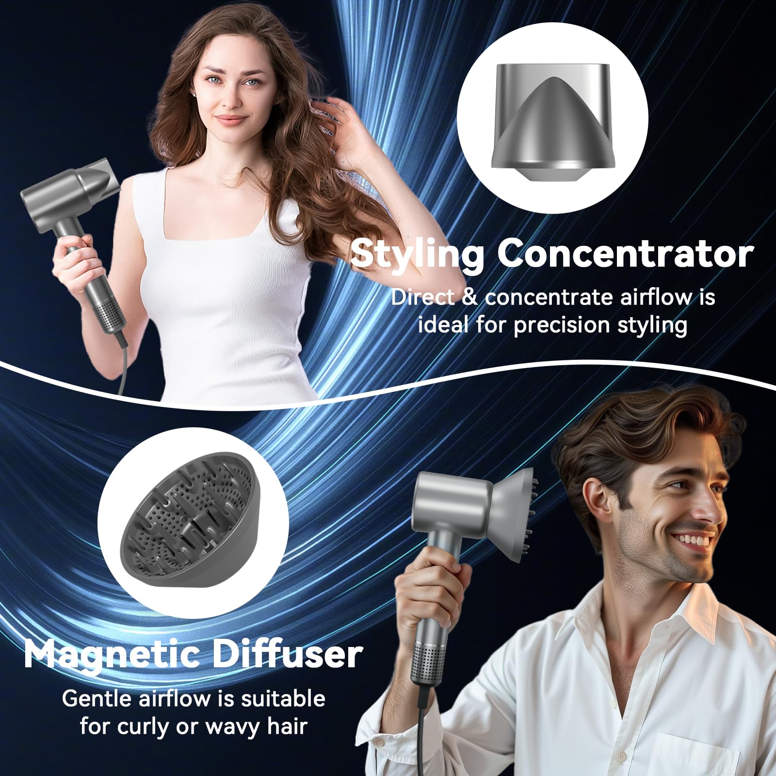 HRYCF ofrece control de aire inteligente con 6 modos para distintos cabellos