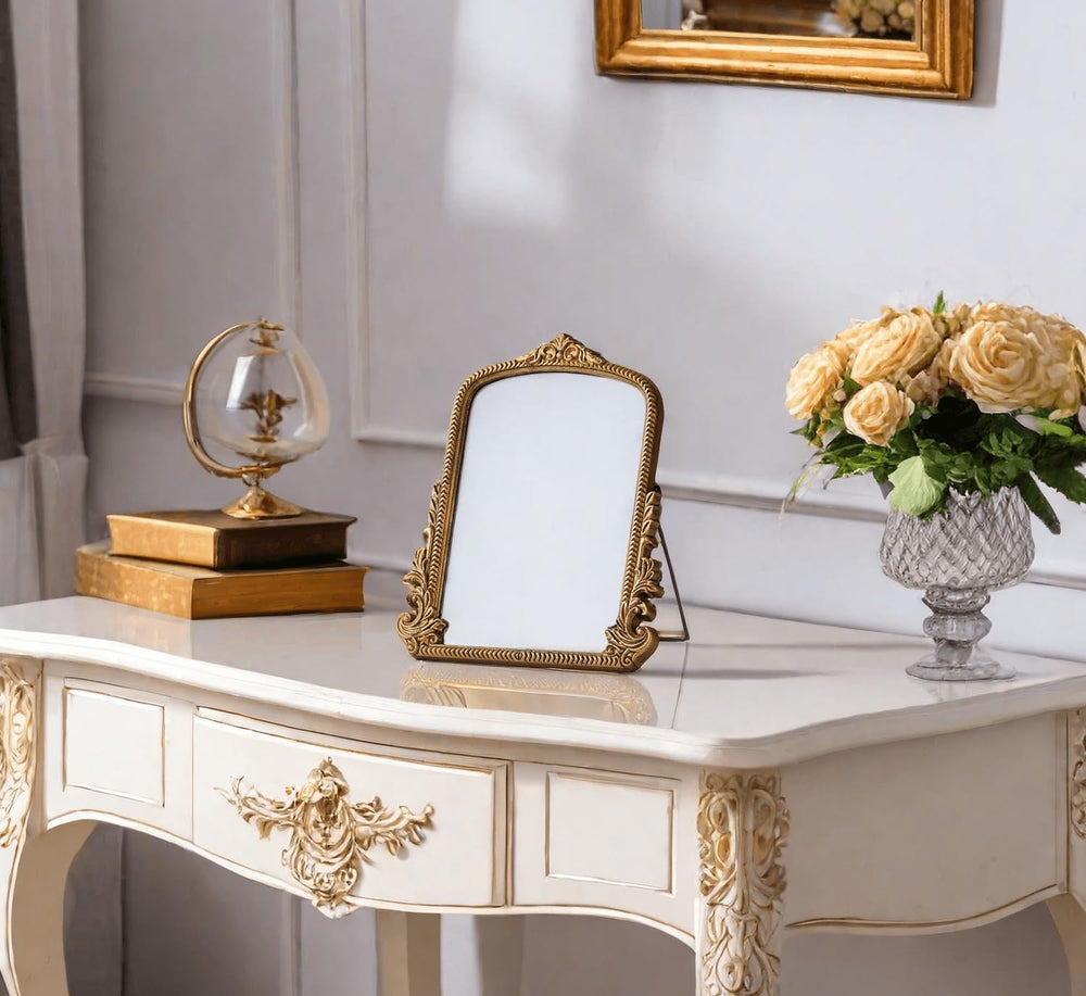 HSDDHOME Espejo artesanal con detalle tallado, único y elegante.