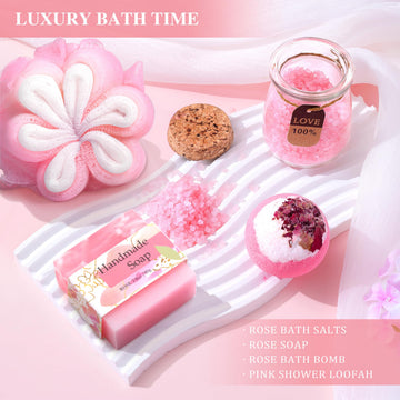HSOEIXL sales de baño rosas: aroma floral para un momento de cuidado.