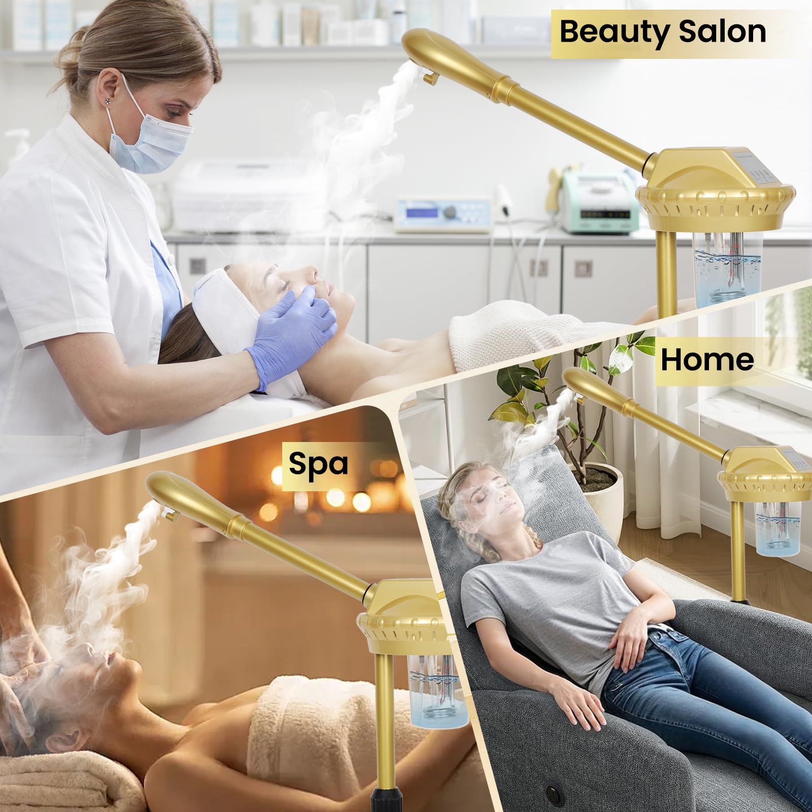 Vaporizador facial HSONBIUTY para casa o spa, movilidad y uso sencillo.