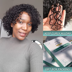Peluca HUA kinky-curly 10 pulgadas, rizos definidos para estilo completo.