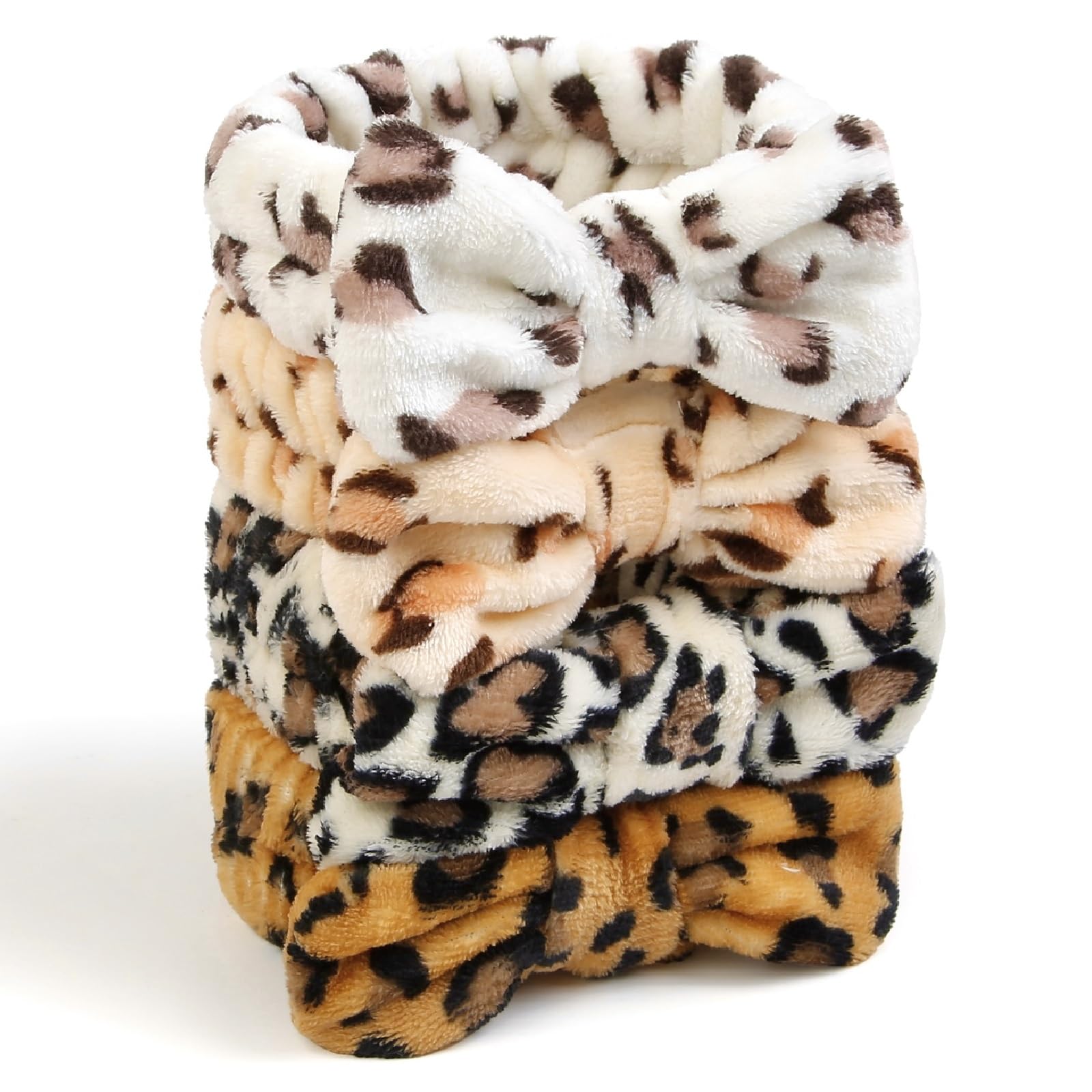 Huachi cinta para lavado de rostro, leopardo marrón, tela suave para la piel.