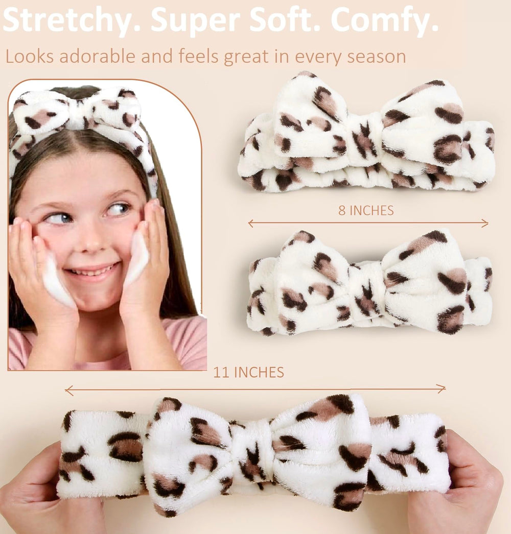 Huachi cinta para maquillaje, leopardo blanco, accesorio versátil para belleza.