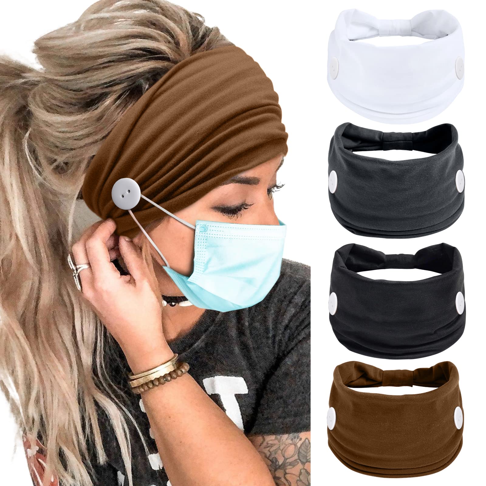 Huachi diadema con botones para mascarilla, cómodo para enfermera durante largas jornadas.