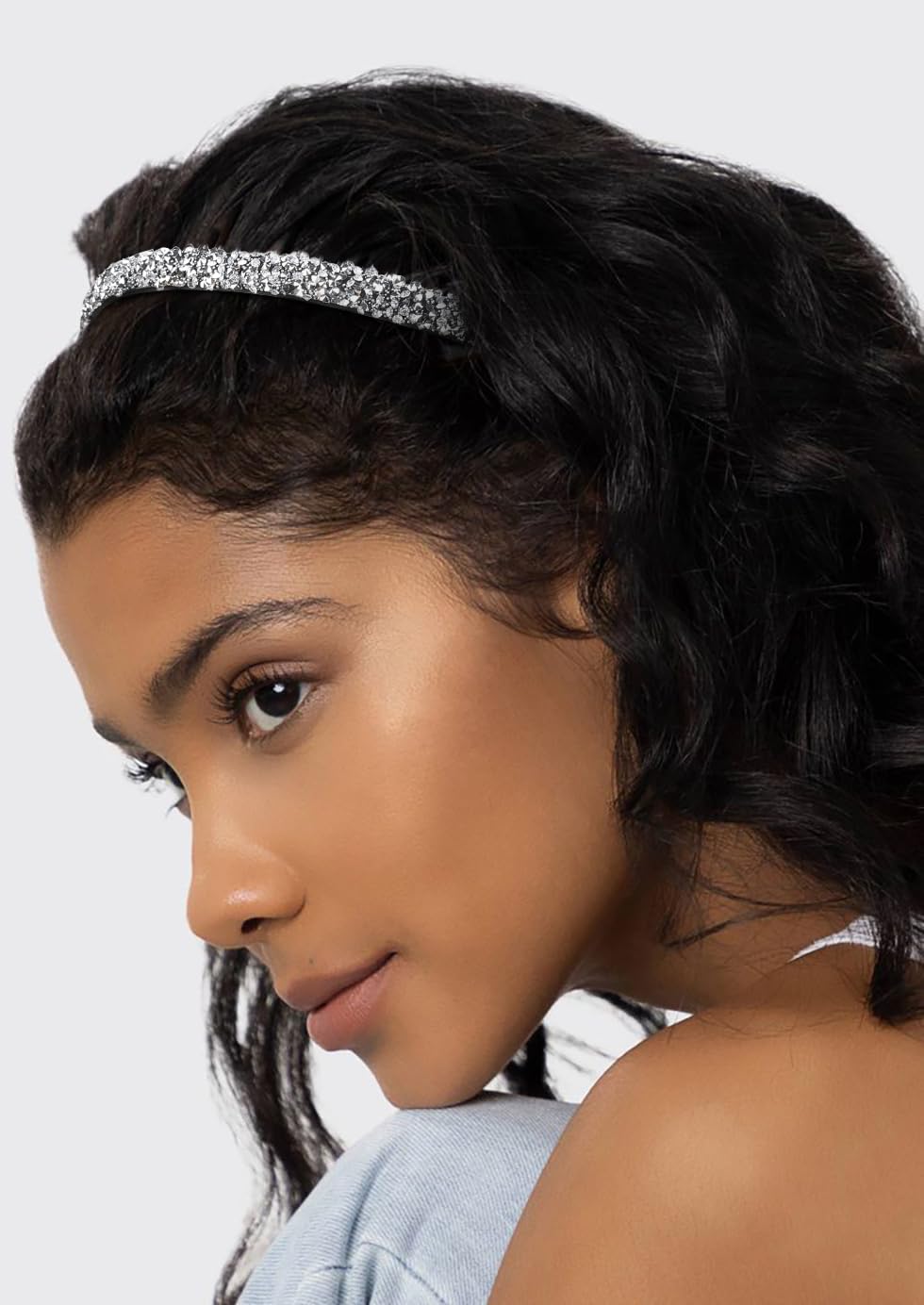 Diadema Huachi con dientes y brillo, sujeción estable para peinados