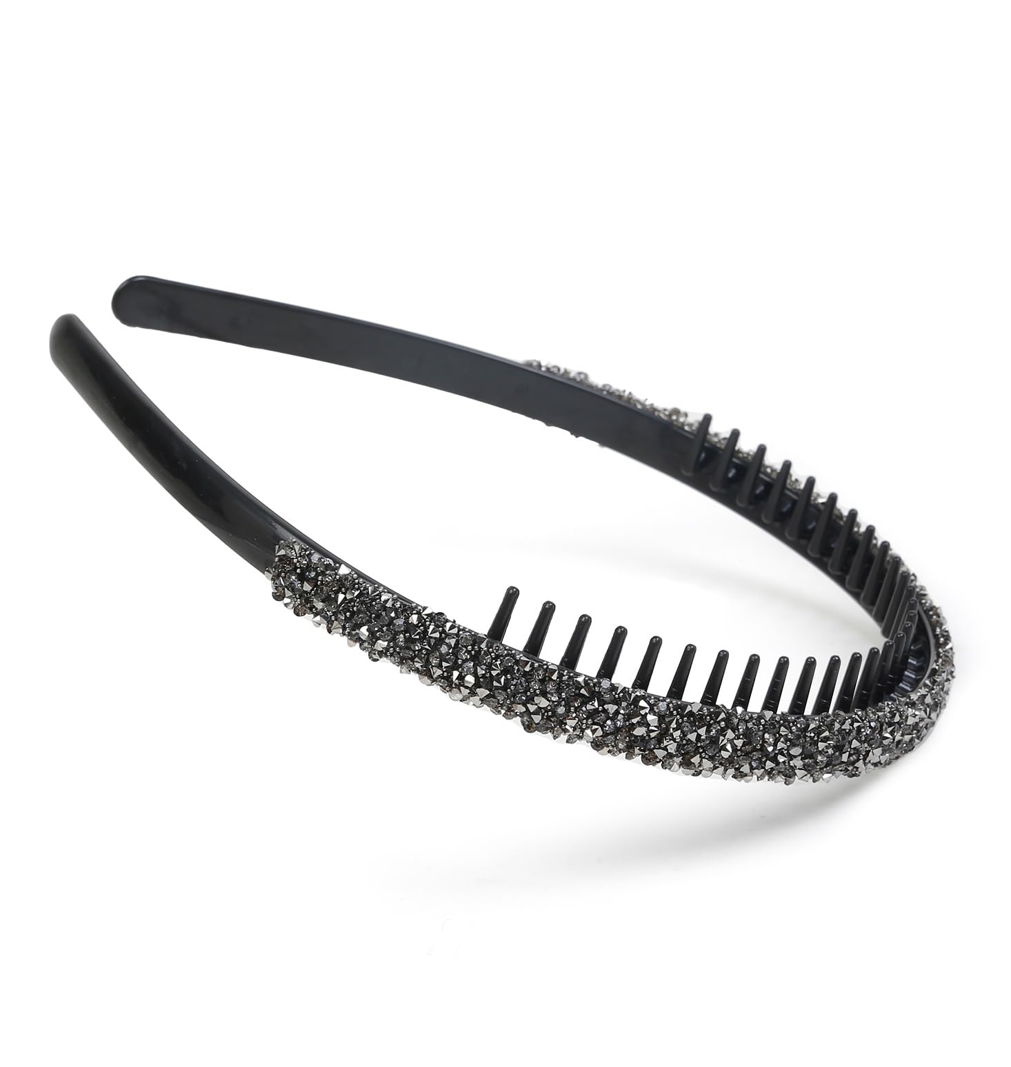 Diadema Huachi de cristal gris con dientes, perfecto para uso diario