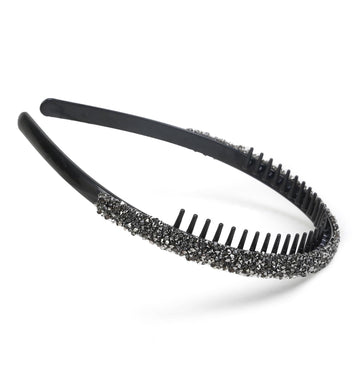 Diadema Huachi de cristal gris con dientes, perfecto para uso diario