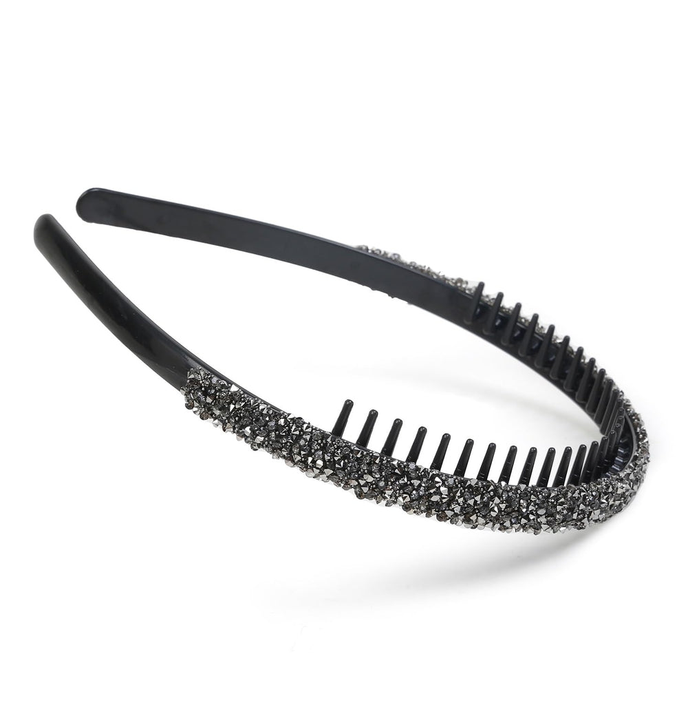 Diadema Huachi de cristal gris con dientes, perfecto para uso diario