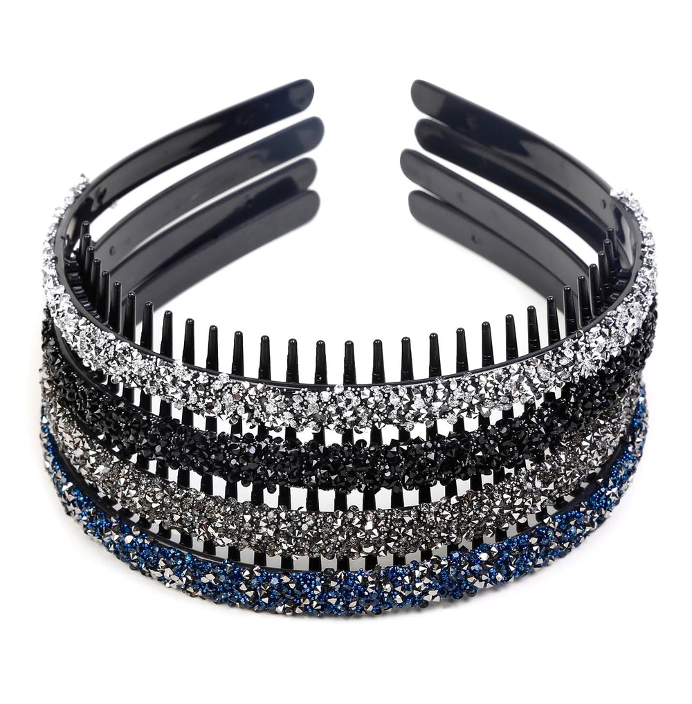 Diadema Huachi de cristal negro con dientes, complemento chic para fiestas